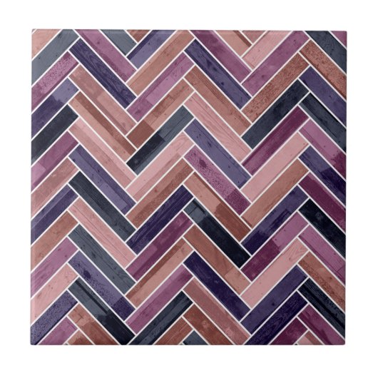 Herringbone Pattern Purple Fliese (Vorderseite)