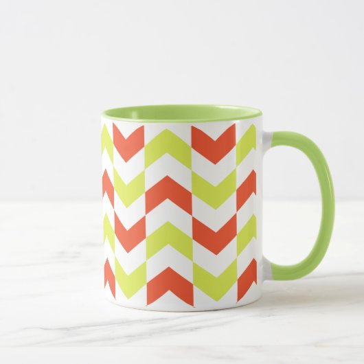 Herringbone Pattern Rot & Grün Tasse (Rechts)