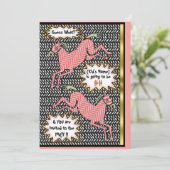 Herringbone Ponies (Personalisierte Geburtstagspar Einladung (Stehend Vorderseite)