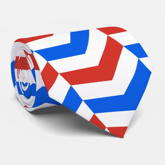 Herringbone Red Blue Minimal Muster Krawatte (Gerollt)