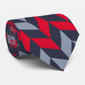 Herringbone Red Gray Minimal Muster Krawatte (Gerollt)