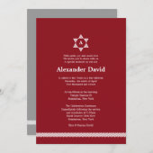 Herringbone Star Bar Mitzvah Einladung (Vorne/Hinten)