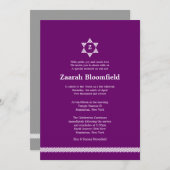 Herringbone Star Bat Mitzvah Einladung (Vorne/Hinten)