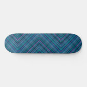 Herringbone Tartan Kariertes blaues grünes Rosa Skateboard (Horizontal)