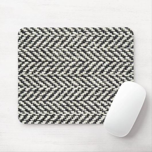 Herringbone Tweed Rustikaler Schwarz-Weiß-Strick P Mousepad (Mit Mouse)