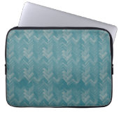 Herringbone Zickzack Muster auf Türkis Laptopschutzhülle (Vorderseite)