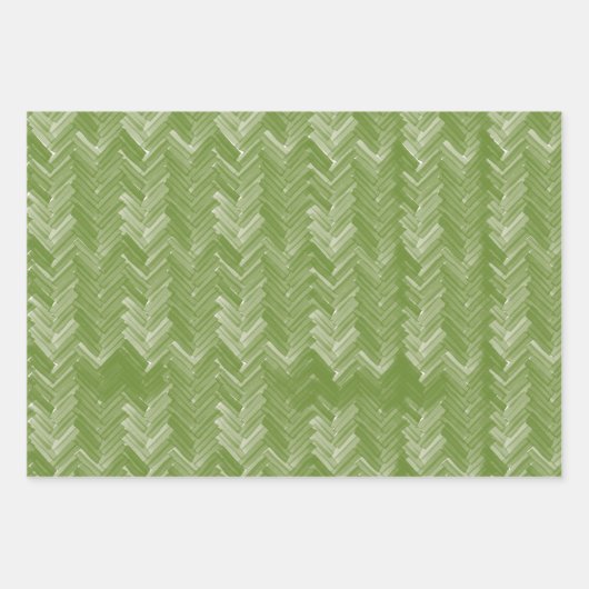 Herringbone Zickzack Muster Forest Green Geschenkpapier Set (Vorderseite)