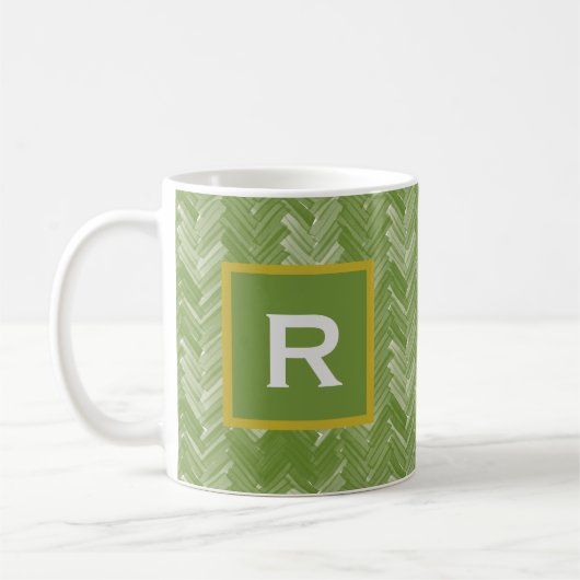 Herringbone Zickzack Muster Forest Green Kaffeetasse (Links)