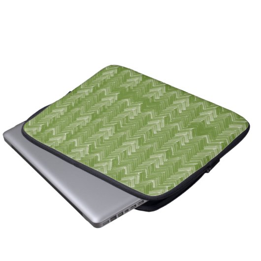 Herringbone-Zickzack Muster für Waldgrün Laptopschutzhülle (Vorne Knopf)