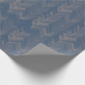 Herringbone Zickzack Muster Retro Blue Geschenkpapier (Ecke)
