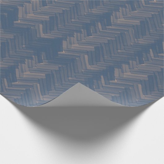 Herringbone Zickzack Muster Retro Blue Geschenkpapier (Ecke)