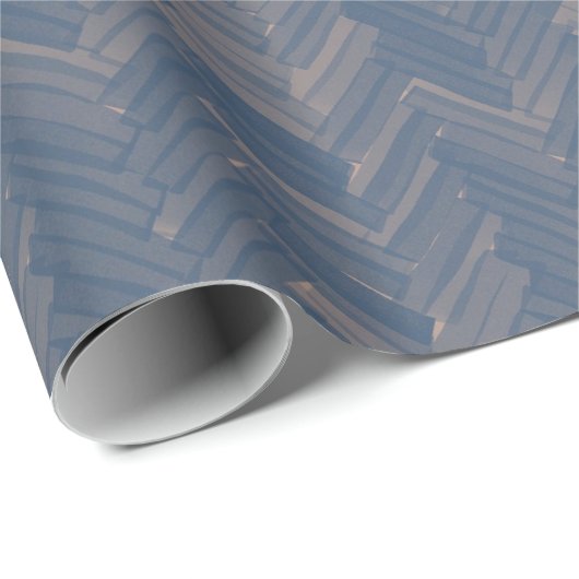 Herringbone Zickzack Muster Retro Blue Geschenkpapier (Rolleneckpunkt)