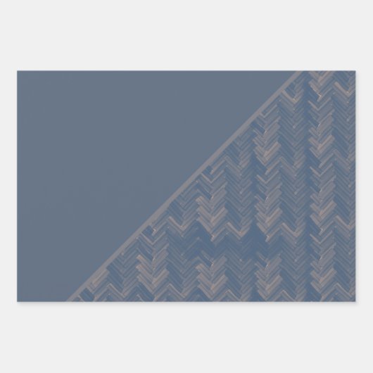 Herringbone Zickzack Muster Retro Blue Geschenkpapier Set (Vorderseite 3)