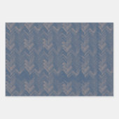 Herringbone Zickzack Muster Retro Blue Geschenkpapier Set (Vorderseite)