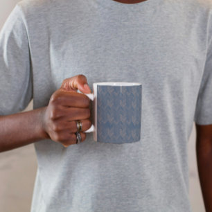 Herringbone Zickzack Muster Retro Blue Kaffeetasse