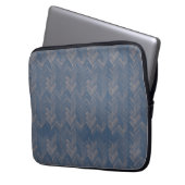 Herringbone Zickzack Muster Retro Blue Laptopschutzhülle (Vorderseite Links)