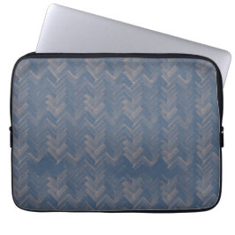 Herringbone Zickzack Muster Retro Blue Laptopschutzhülle