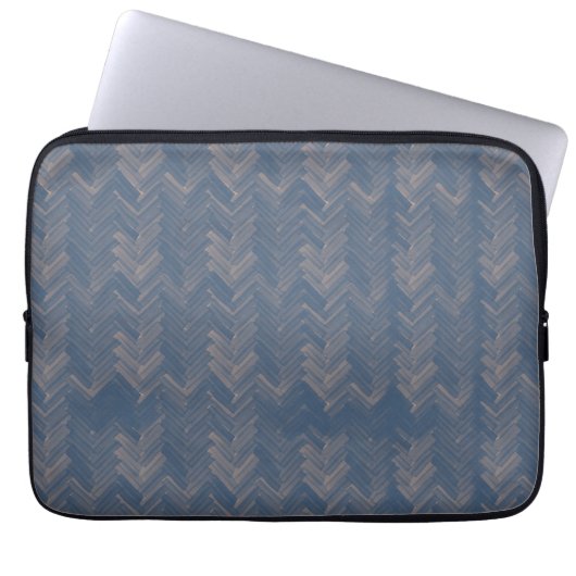 Herringbone Zickzack Muster Retro Blue Laptopschutzhülle (Vorderseite)