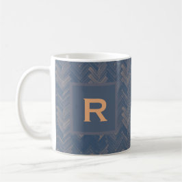 Herringbone Zickzack Muster Retro Blue Personal Kaffeetasse