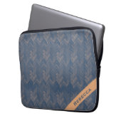 Herringbone Zickzack Muster Retro Blue Personal Laptopschutzhülle (Vorderseite Links)