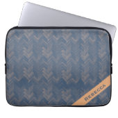 Herringbone Zickzack Muster Retro Blue Personal Laptopschutzhülle (Vorderseite)