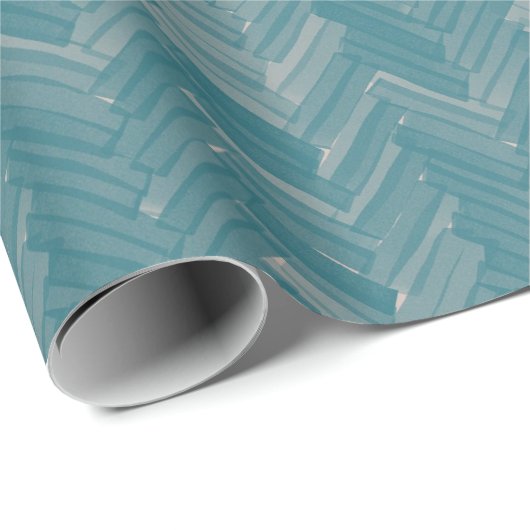 Herringbone Zickzack Muster Türkis Geschenkpapier (Rolleneckpunkt)
