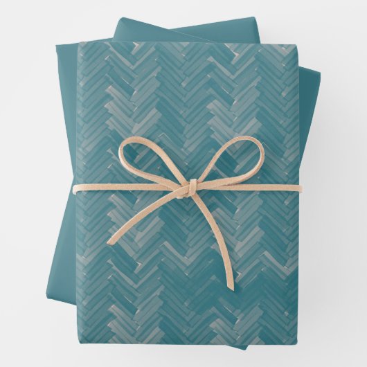 Herringbone Zickzack Muster Türkis Geschenkpapier Set (Beispiel)
