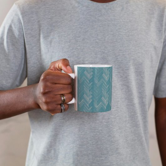 Herringbone Zickzack Muster Türkis Kaffeetasse