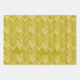 Herringbone Zickzack Muster Vintag Gold Geschenkpapier Set