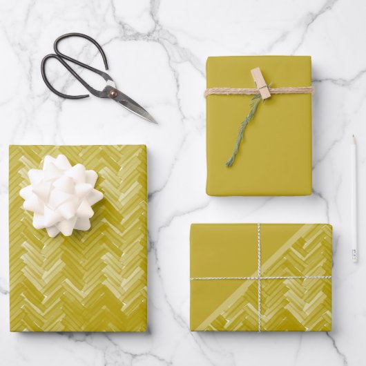 Herringbone Zickzack Muster Vintag Gold Geschenkpapier Set (Vorderseite)