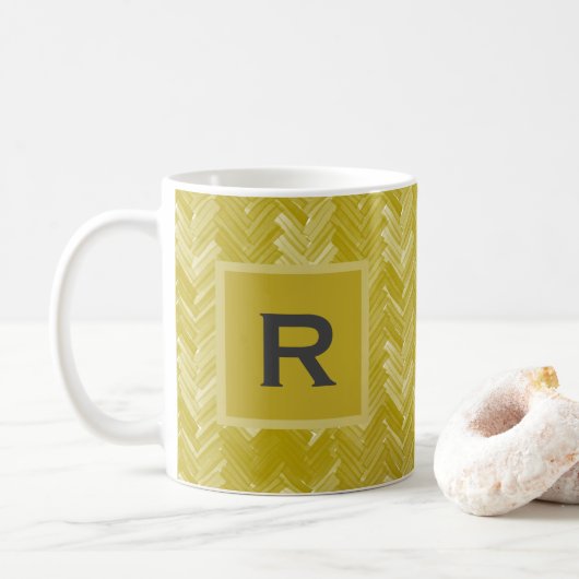 Herringbone Zickzack Muster Vintag Gold Personal Kaffeetasse (Mit Donut)