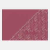 Herringbone Zickzack Pattern Luxurious Red Geschenkpapier Set (Vorderseite 3)