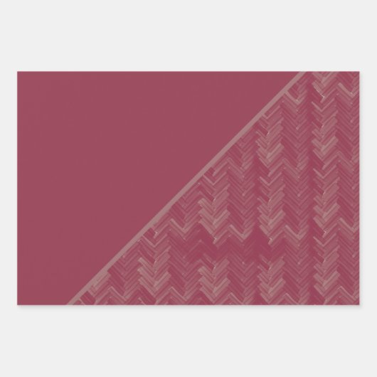 Herringbone Zickzack Pattern Luxurious Red Geschenkpapier Set (Vorderseite 3)