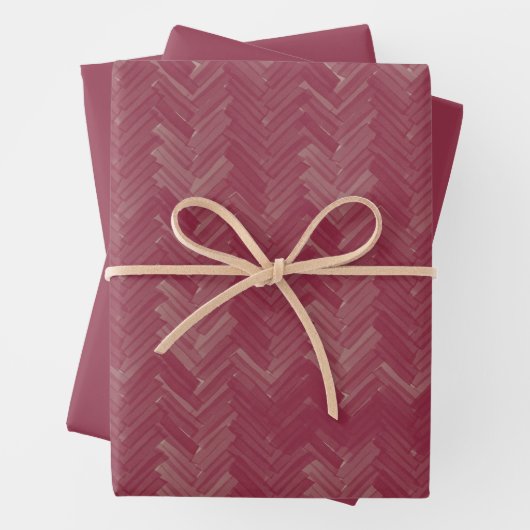 Herringbone Zickzack Pattern Luxurious Red Geschenkpapier Set (Beispiel)