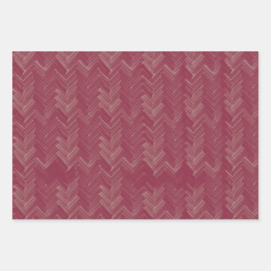 Herringbone Zickzack Pattern Luxurious Red Geschenkpapier Set (Vorderseite)