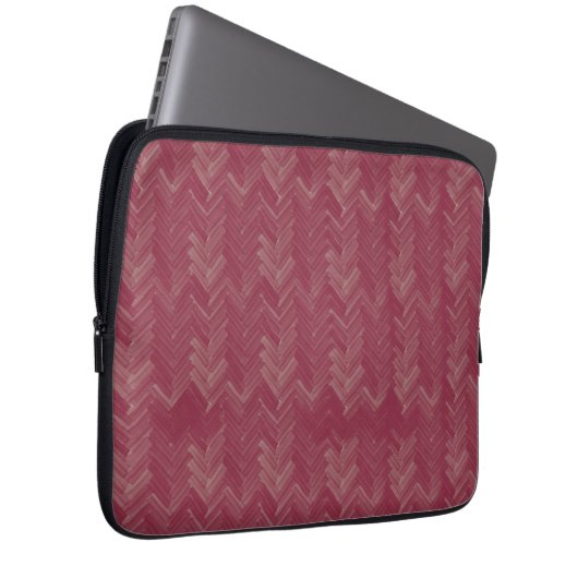 Herringbone Zickzack Pattern Luxurious Red Laptopschutzhülle (Vorne Rechts)