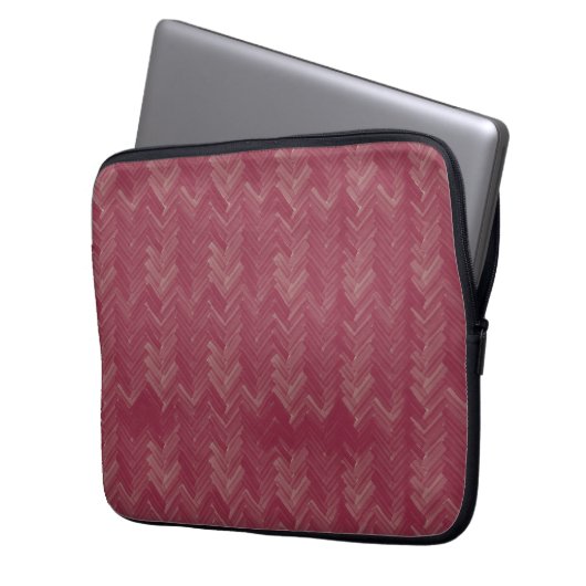 Herringbone Zickzack Pattern Luxurious Red Laptopschutzhülle (Vorderseite Links)