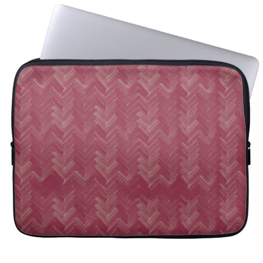 Herringbone Zickzack Pattern Luxurious Red Laptopschutzhülle (Vorderseite)