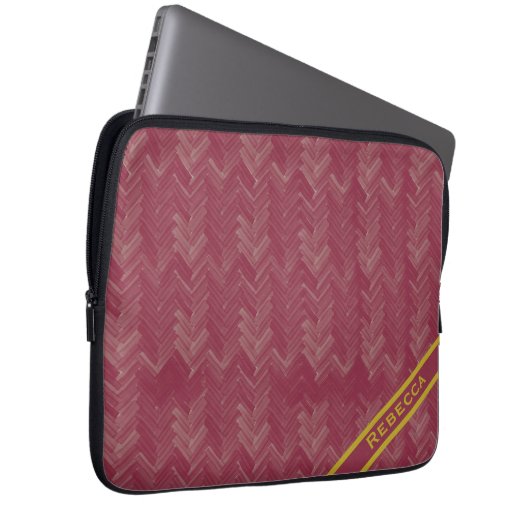 Herringbone Zickzack Pattern Luxury Red Personal Laptopschutzhülle (Vorne Rechts)