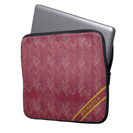 Herringbone Zickzack Pattern Luxury Red Personal Laptopschutzhülle (Vorderseite Links)
