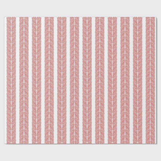 Herringbone Zickzack Strip Red Geschenkpapier (Flach)