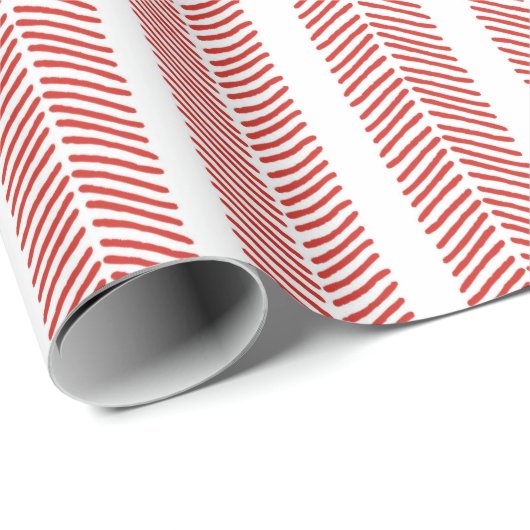 Herringbone Zickzack Strip Red Geschenkpapier (Rolleneckpunkt)