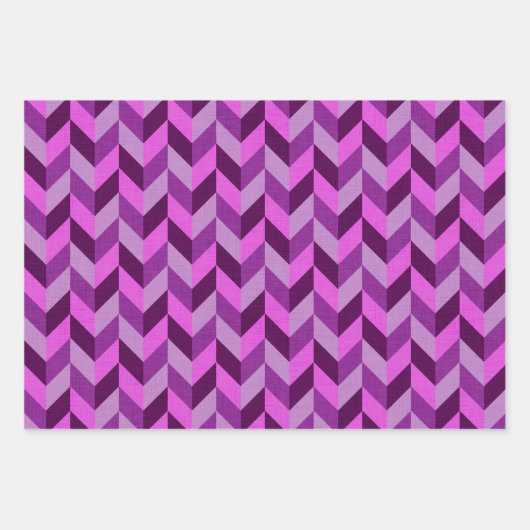 Herringknochenmuster lila geschenkpapier set (Vorderseite)