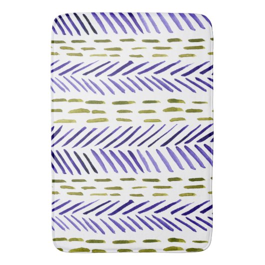 Herringknochenmuster von Boho in lila und grün Badematte (Vorderseite Vertikal)