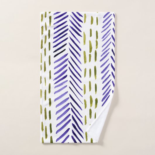 Herringknochenmuster von Boho in lila und grün Badhandtuch Set (Handtuch)