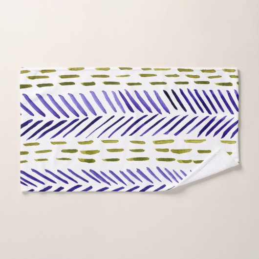 Herringknochenmuster von Boho in lila und grün Badhandtuch Set (Handtuch)