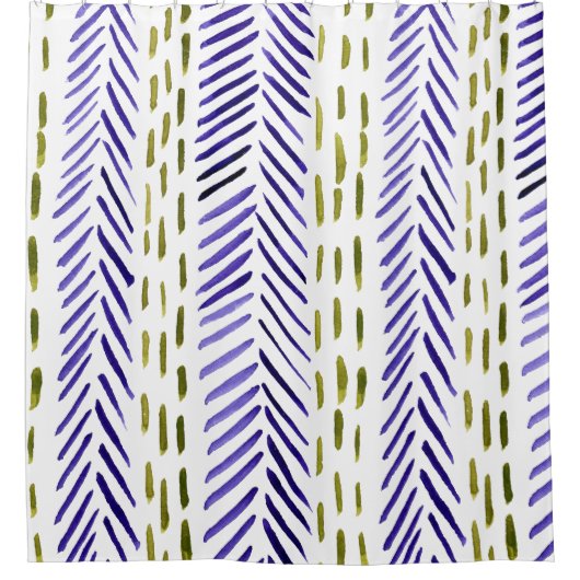 Herringknochenmuster von Boho in lila und grün Duschvorhang (Vorderseite)