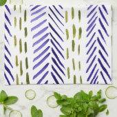 Herringknochenmuster von Boho in lila und grün Geschirrtuch (Gefaltet)