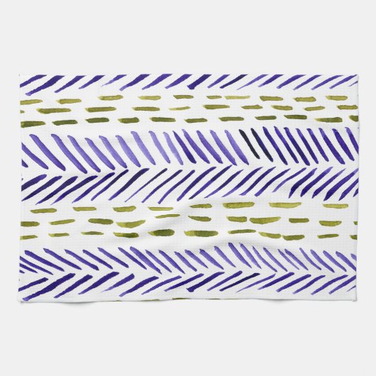 Herringknochenmuster von Boho in lila und grün Geschirrtuch (Horizontal)