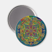 Herrlich blau, grün gelb Mandala Magnet (Vorderseite/Rückseite)